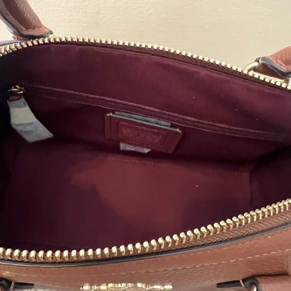 Coach Rowan Brown Pebbled Leather Satchel with Gold Hardware - Picture 8 of 12